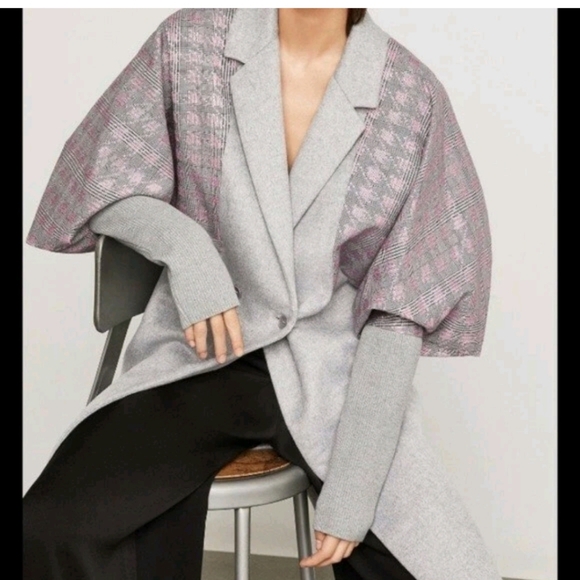 Bcbg Grey Wool Blend Coat With Pink M - Picture 1 of 10